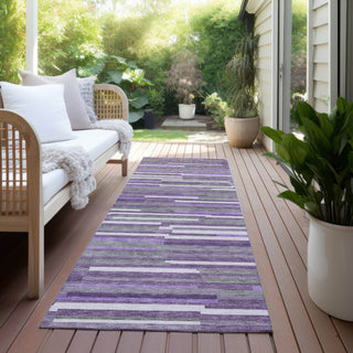 Piper Looms Chantille Stripes ACN894 Purple Machine Washable Area Rug Runner Outdoor Lifestyle Image Feature