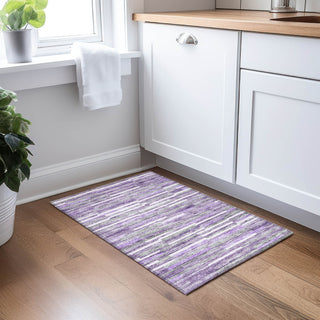Piper Looms Chantille Stripes ACN894 Purple Machine Washable Area Rug Scatter Lifestyle Image Feature