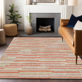Piper Looms Chantille Stripes ACN894 Salmon Machine Washable Area Rug Lifestyle Image Feature