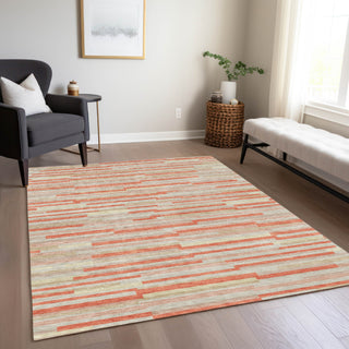 Piper Looms Chantille Stripes ACN894 Salmon Machine Washable Area Rug Lifestyle Image Feature