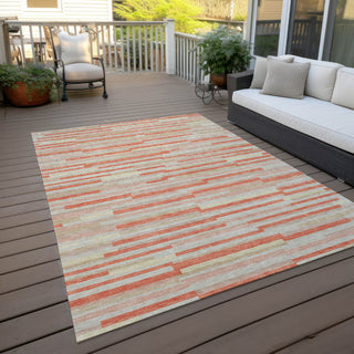 Piper Looms Chantille Stripes ACN894 Salmon Machine Washable Area Rug Outdoor Lifestyle Image Feature