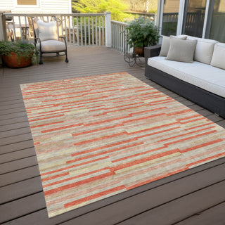 Piper Looms Chantille Stripes ACN894 Salmon Machine Washable Area Rug Outdoor Lifestyle Image Feature