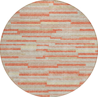 Piper Looms Chantille Stripes ACN894 Salmon Machine Washable Area Rug Round Main Image