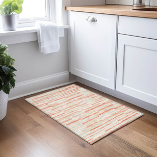 Piper Looms Chantille Stripes ACN894 Salmon Machine Washable Area Rug Scatter Lifestyle Image Feature