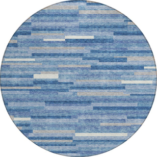 Piper Looms Chantille Stripes ACN894 Sky Machine Washable Area Rug Round Main Image