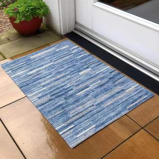 Piper Looms Chantille Stripes ACN894 Sky Machine Washable Area Rug Scatter Outdoor Lifestyle Image Feature