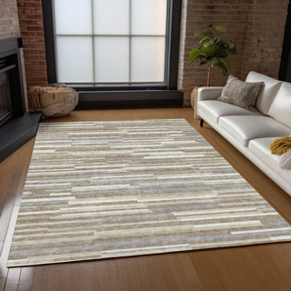 Piper Looms Chantille Stripes ACN894 Taupe Machine Washable Area Rug Lifestyle Image Feature