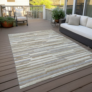 Piper Looms Chantille Stripes ACN894 Taupe Machine Washable Area Rug Outdoor Lifestyle Image Feature