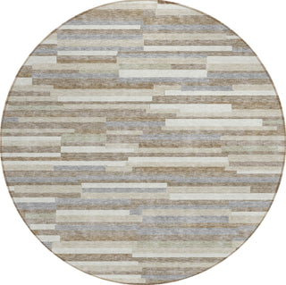 Piper Looms Chantille Stripes ACN894 Taupe Machine Washable Area Rug Round Main Image