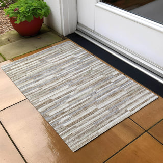 Piper Looms Chantille Stripes ACN894 Taupe Machine Washable Area Rug Scatter Outdoor Lifestyle Image Feature