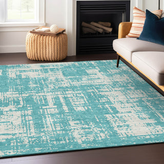 Piper Looms Chantille Modern ACN895 Aqua Machine Washable Area Rug Lifestyle Image Feature