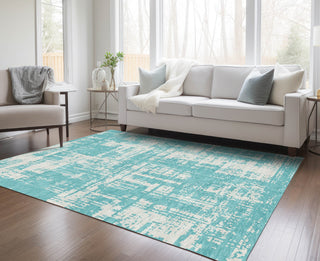 Piper Looms Chantille Modern ACN895 Aqua Machine Washable Area Rug Lifestyle Image Feature