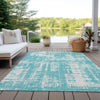 Piper Looms Chantille Modern ACN895 Aqua Machine Washable Area Rug Outdoor Lifestyle Image Feature
