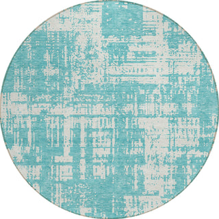 Piper Looms Chantille Modern ACN895 Aqua Machine Washable Area Rug Round Main Image
