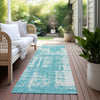 Piper Looms Chantille Modern ACN895 Aqua Machine Washable Area Rug Runner Outdoor Lifestyle Image Feature