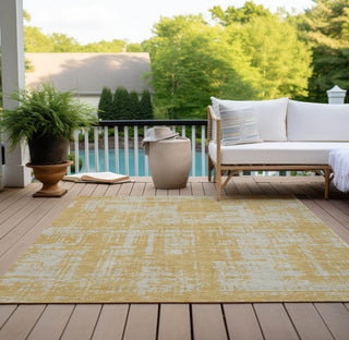 Piper Looms Chantille Modern ACN895 Gold Machine Washable Area Rug Outdoor Lifestyle Image Feature