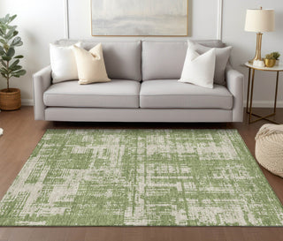 Piper Looms Chantille Modern ACN895 Green Machine Washable Area Rug Lifestyle Image Feature