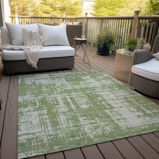 Piper Looms Chantille Modern ACN895 Green Machine Washable Area Rug Outdoor Lifestyle Image Feature