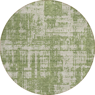 Piper Looms Chantille Modern ACN895 Green Machine Washable Area Rug Round Main Image