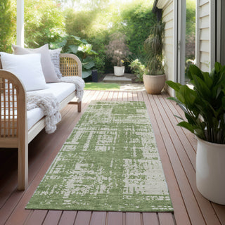 Piper Looms Chantille Modern ACN895 Green Machine Washable Area Rug Runner Outdoor Lifestyle Image Feature