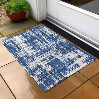 Piper Looms Chantille Modern ACN895 Navy Machine Washable Area Rug Scatter Outdoor Lifestyle Image Feature