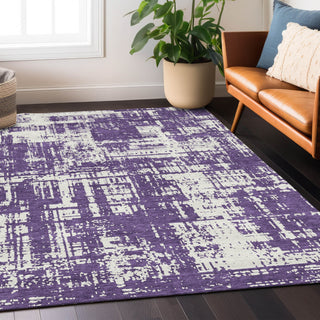 Piper Looms Chantille Modern ACN895 Purple Machine Washable Area Rug Lifestyle Image Feature