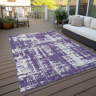 Piper Looms Chantille Modern ACN895 Purple Machine Washable Area Rug Outdoor Lifestyle Image Feature