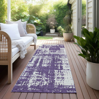 Piper Looms Chantille Modern ACN895 Purple Machine Washable Area Rug Runner Outdoor Lifestyle Image Feature