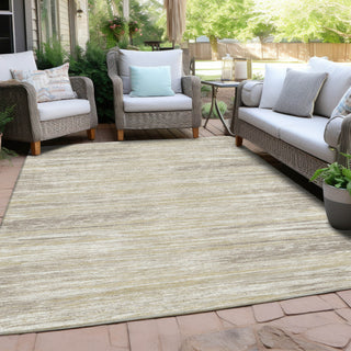 Piper Looms Chantille Stripes ACN896 Beige Machine Washable Area Rug Outdoor Lifestyle Image Feature