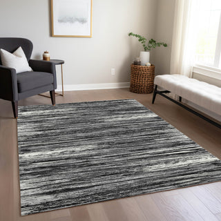 Piper Looms Chantille Stripes ACN896 Black Machine Washable Area Rug Lifestyle Image Feature