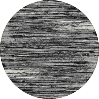 Piper Looms Chantille Stripes ACN896 Black Machine Washable Area Rug Round Main Image