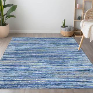 Piper Looms Chantille Stripes ACN896 Blue Machine Washable Area Rug Lifestyle Image Feature