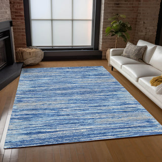 Piper Looms Chantille Stripes ACN896 Blue Machine Washable Area Rug Lifestyle Image Feature