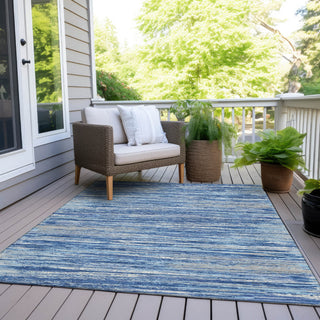 Piper Looms Chantille Stripes ACN896 Blue Machine Washable Area Rug Outdoor Lifestyle Image Feature