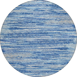 Piper Looms Chantille Stripes ACN896 Blue Machine Washable Area Rug Round Main Image