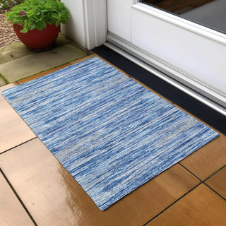 Piper Looms Chantille Stripes ACN896 Blue Machine Washable Area Rug Scatter Outdoor Lifestyle Image Feature