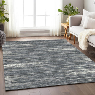 Piper Looms Chantille Stripes ACN896 Gray Machine Washable Area Rug Lifestyle Image Feature