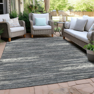 Piper Looms Chantille Stripes ACN896 Gray Machine Washable Area Rug Outdoor Lifestyle Image Feature