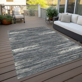 Piper Looms Chantille Stripes ACN896 Gray Machine Washable Area Rug Outdoor Lifestyle Image Feature