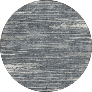 Piper Looms Chantille Stripes ACN896 Gray Machine Washable Area Rug Round Main Image