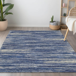 Piper Looms Chantille Stripes ACN896 Navy Machine Washable Area Rug Lifestyle Image Feature
