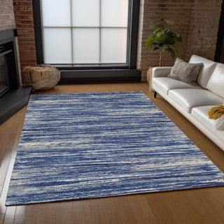 Piper Looms Chantille Stripes ACN896 Navy Machine Washable Area Rug Lifestyle Image Feature