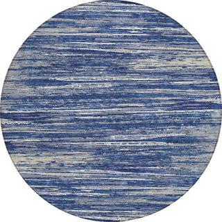 Piper Looms Chantille Stripes ACN896 Navy Machine Washable Area Rug Round Main Image