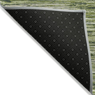 Piper Looms Chantille Stripes ACN896 Olive Machine Washable Area Rug Backing Image
