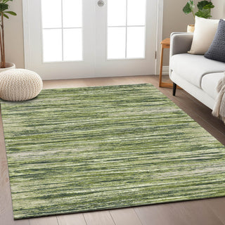Piper Looms Chantille Stripes ACN896 Olive Machine Washable Area Rug Lifestyle Image Feature