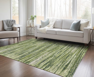 Piper Looms Chantille Stripes ACN896 Olive Machine Washable Area Rug Lifestyle Image Feature
