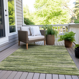 Piper Looms Chantille Stripes ACN896 Olive Machine Washable Area Rug Outdoor Lifestyle Image Feature