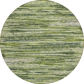 Piper Looms Chantille Stripes ACN896 Olive Machine Washable Area Rug Round Main Image