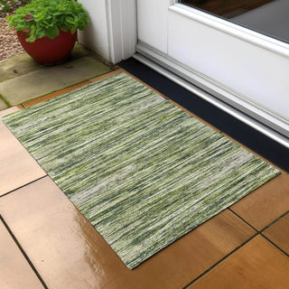 Piper Looms Chantille Stripes ACN896 Olive Machine Washable Area Rug Scatter Outdoor Lifestyle Image Feature
