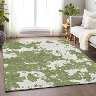 Piper Looms Chantille Modern ACN897 Green Machine Washable Area Rug Lifestyle Image Feature
